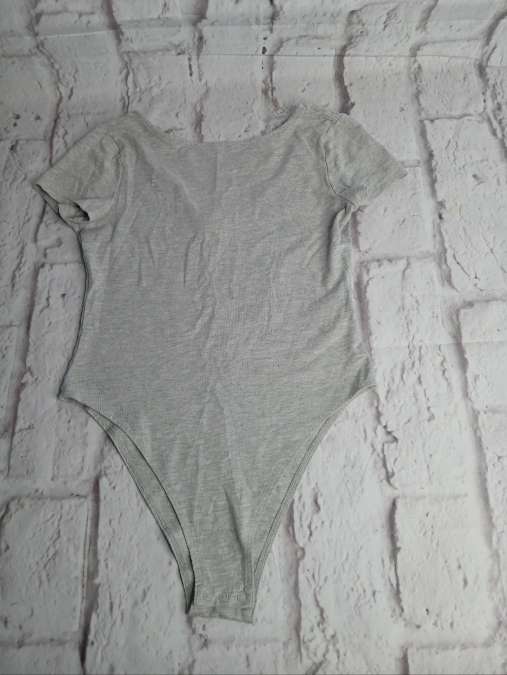 Women Short Sleeve One-Piece Bodysuit in Light Gray